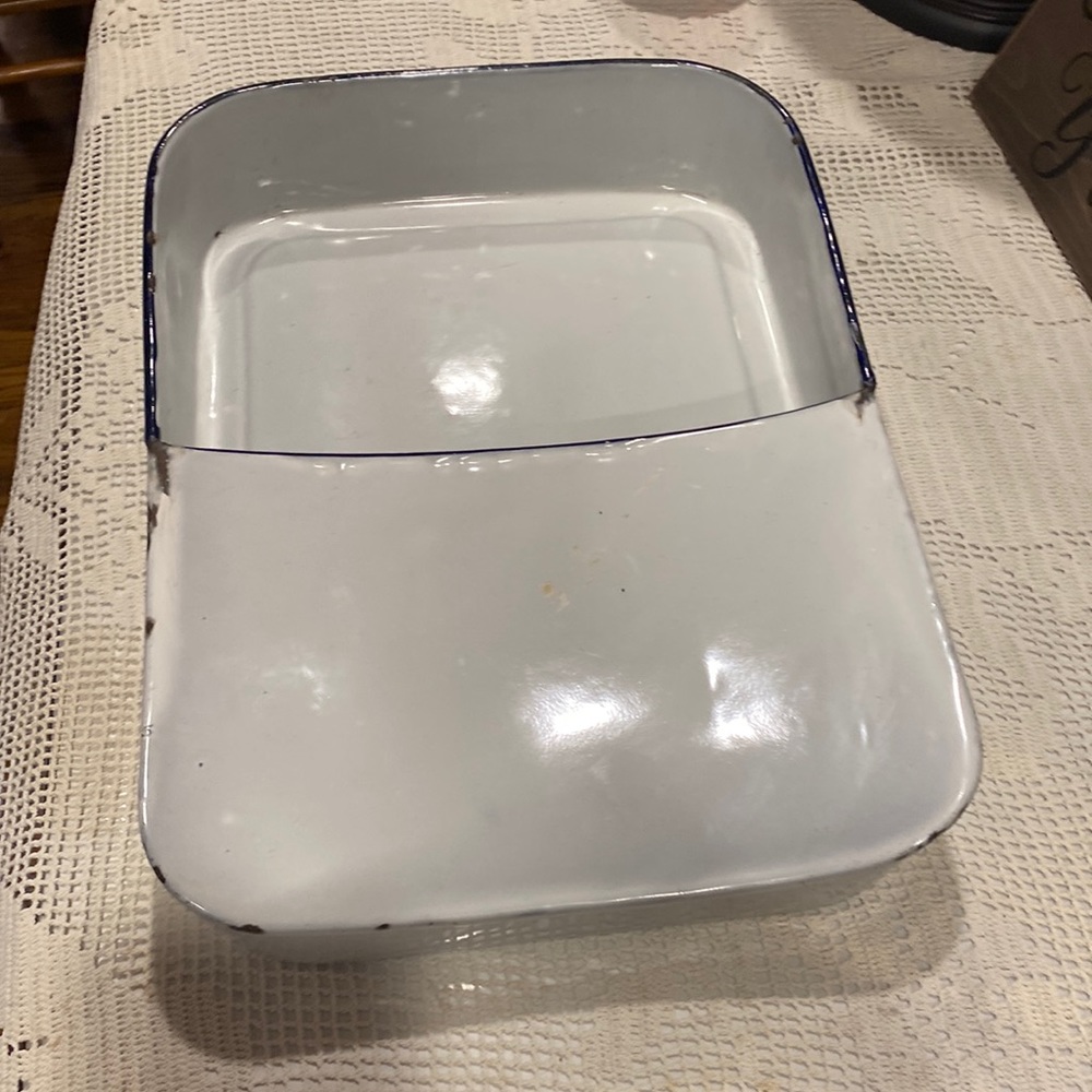 Antique Vintage White Enamel Rectangular Bedpan - Rare Find, Marked Germany